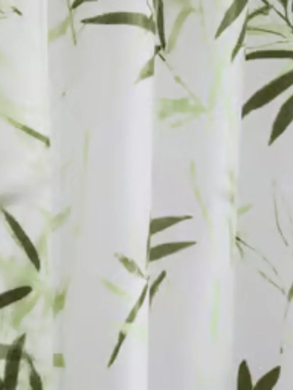 Shower curtain with rod rings - green bamboo leaves